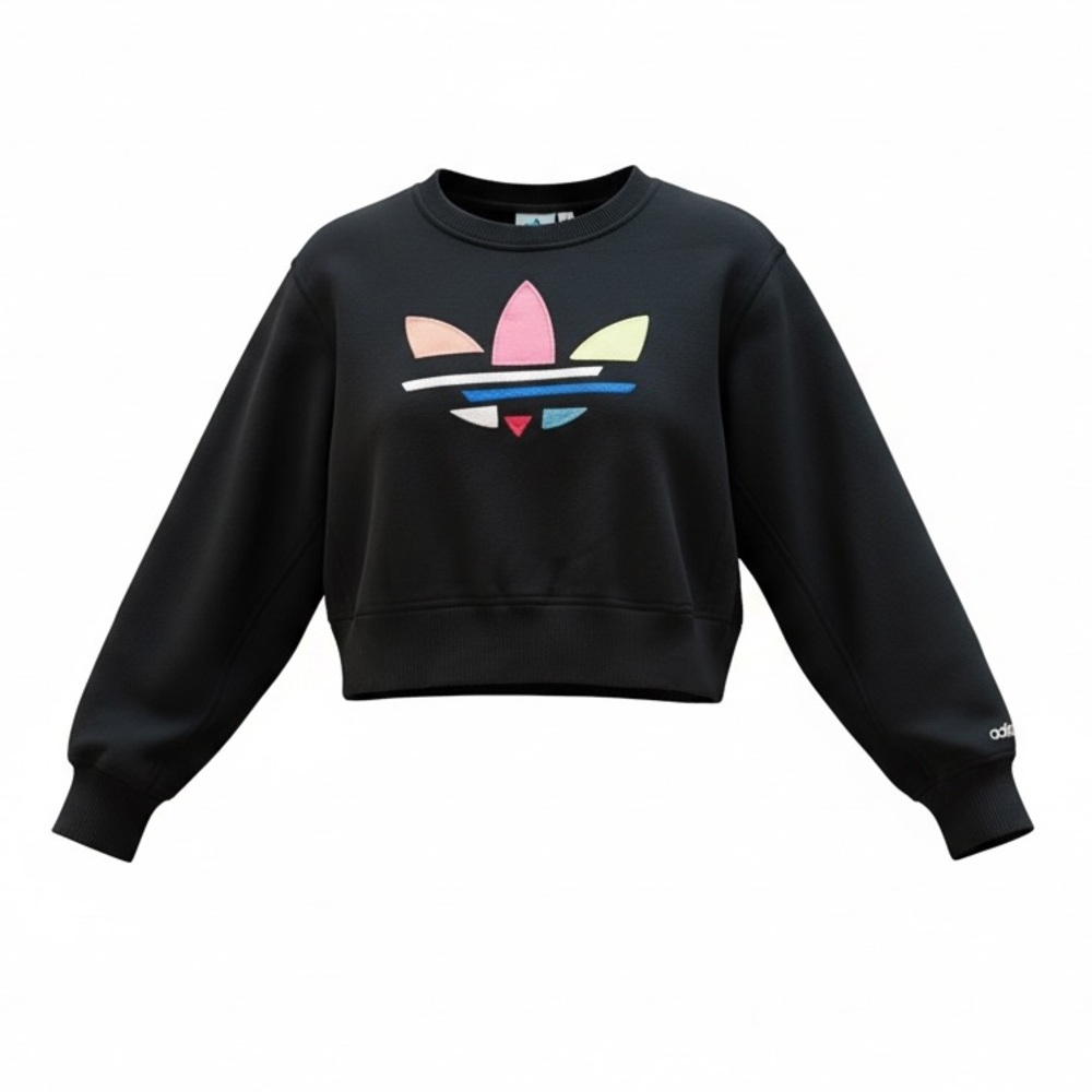 adidas Black Cropped Sweatshirt and Leggings Set with Pastel Logo - Picture 3 of 13